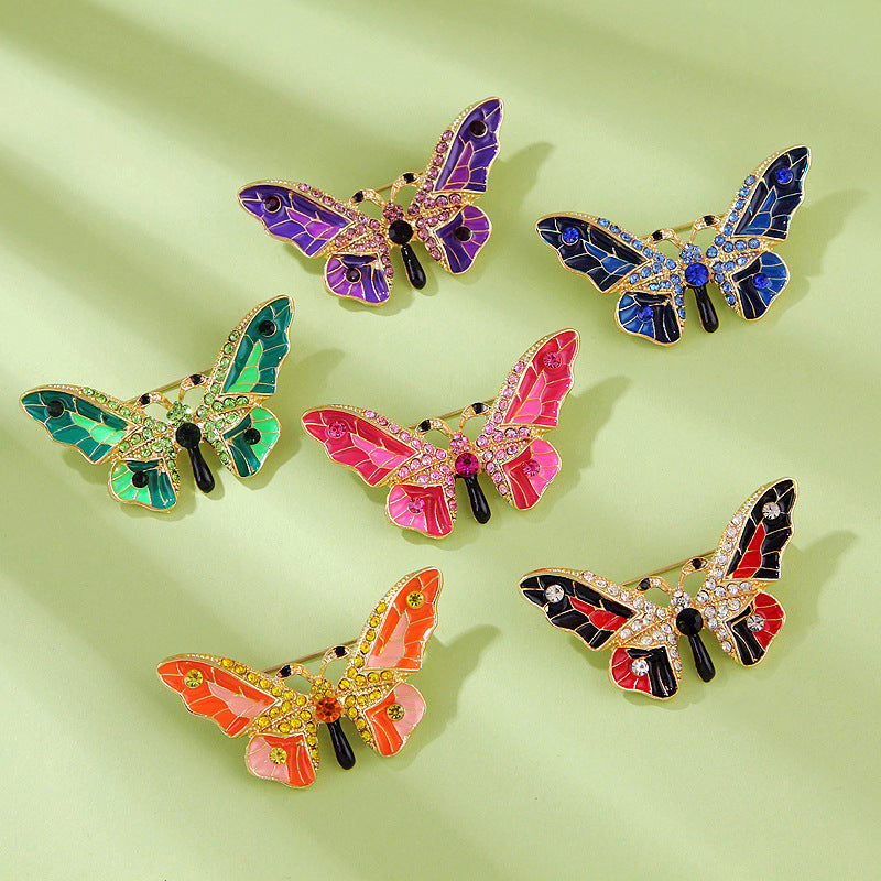 Women butterfly brooch with colorful crystal design