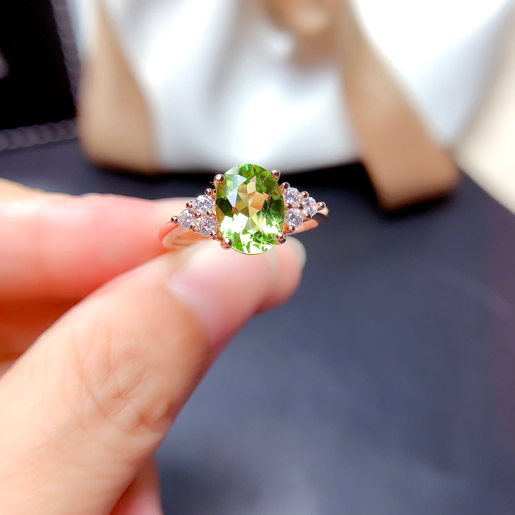 Elegant peridot ring with brilliant fire shine