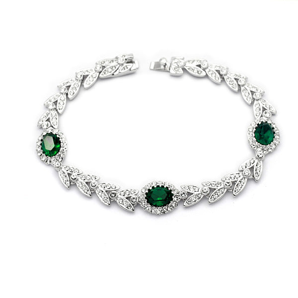 silver crystal bracelet with rose gold color elegant jewelry for women